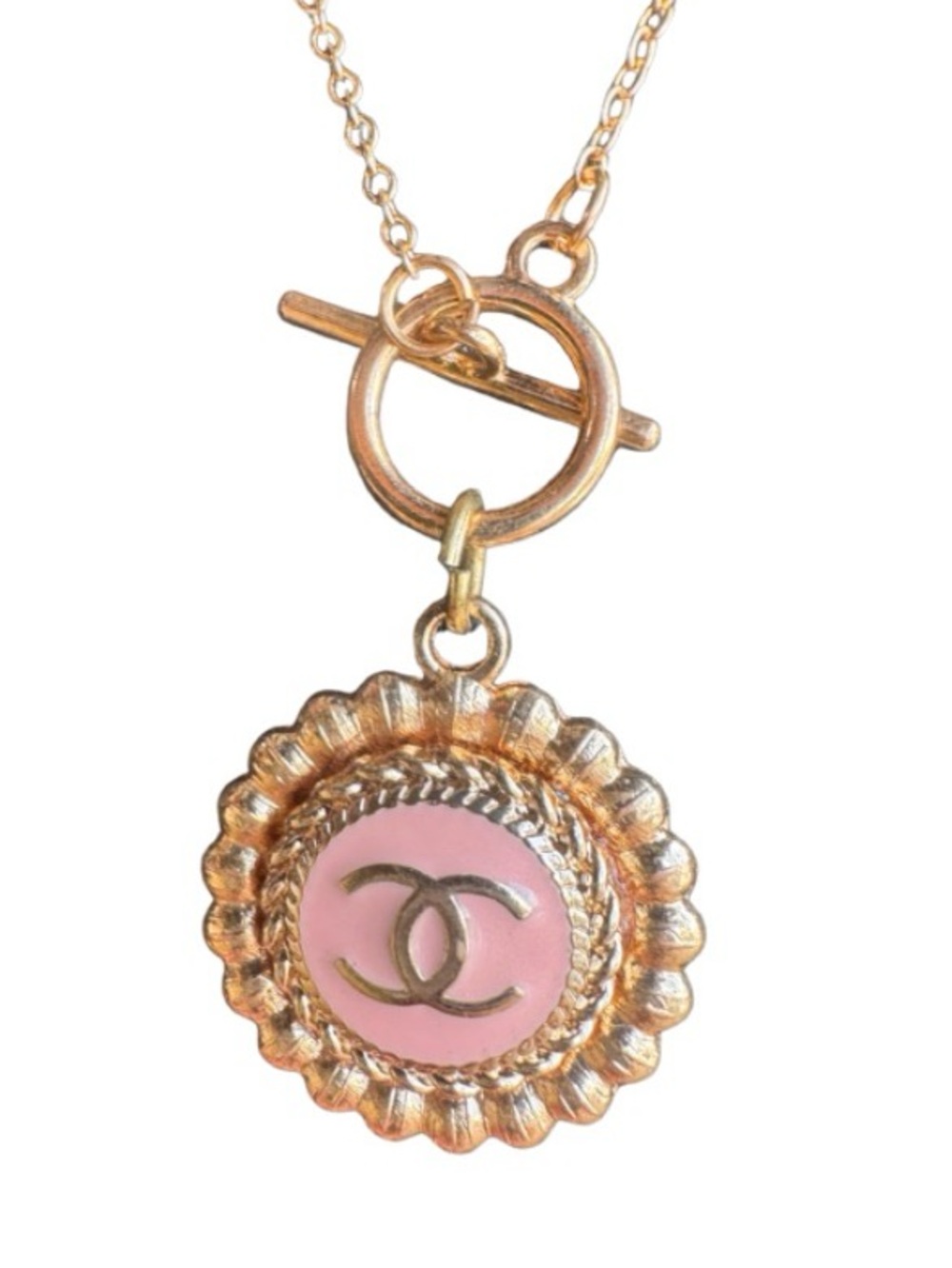 Upcycled Chanel Stamped Button Necklace